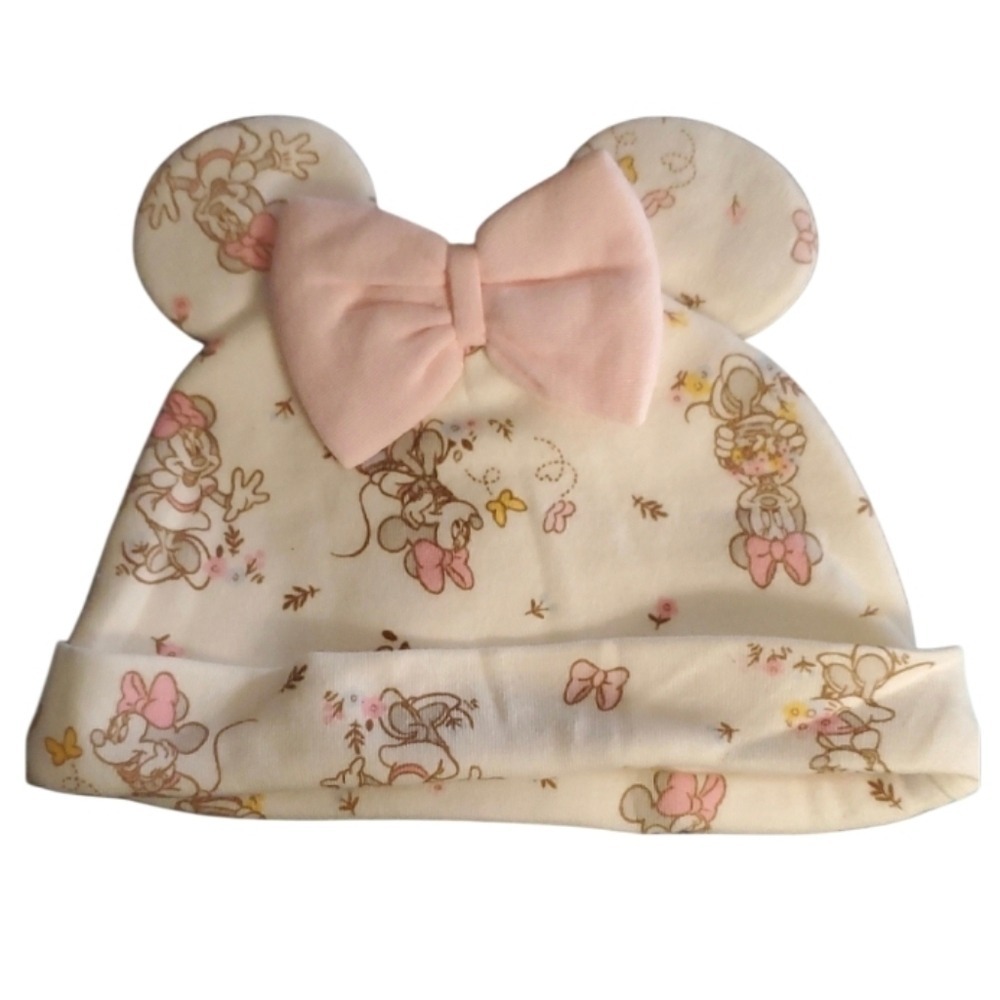 Disney Wishes & Dreams 3-6M Minnie Mouse Ear & Bow Hat White & Pink